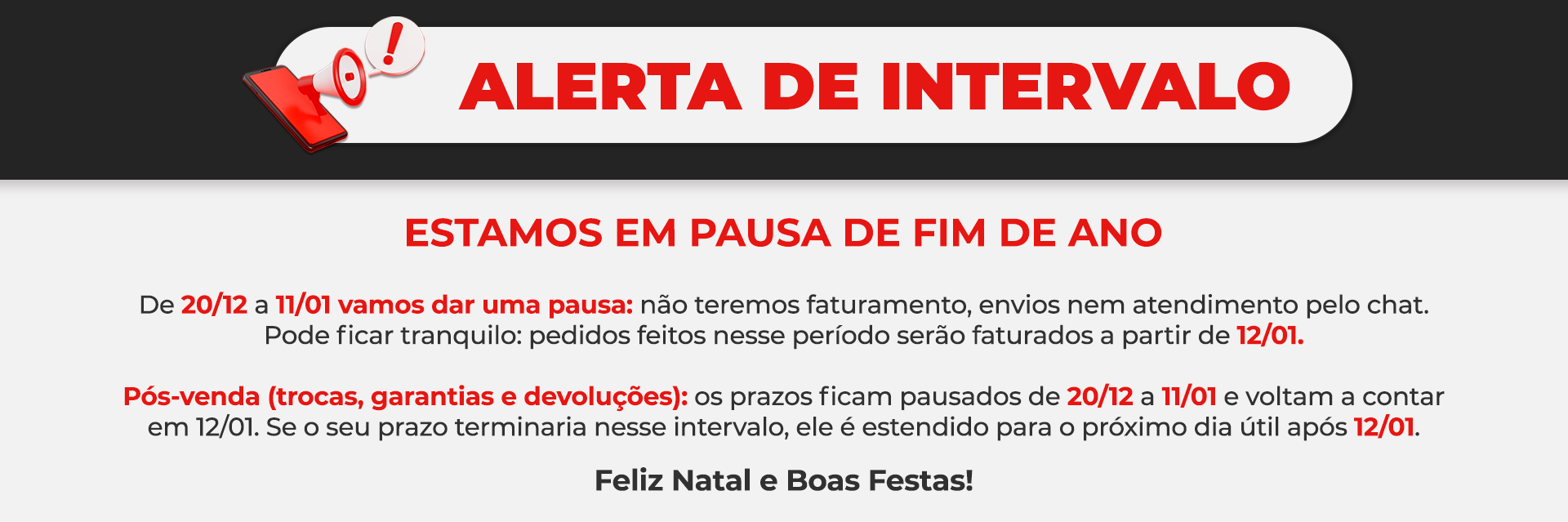 Fim de ano - recesso